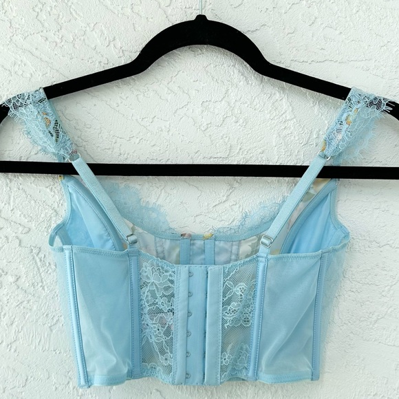 Victoria Secret DREAM ANGELS Unlined Lace-Up Corset Top Lemon Print XS - Picture 7 of 10